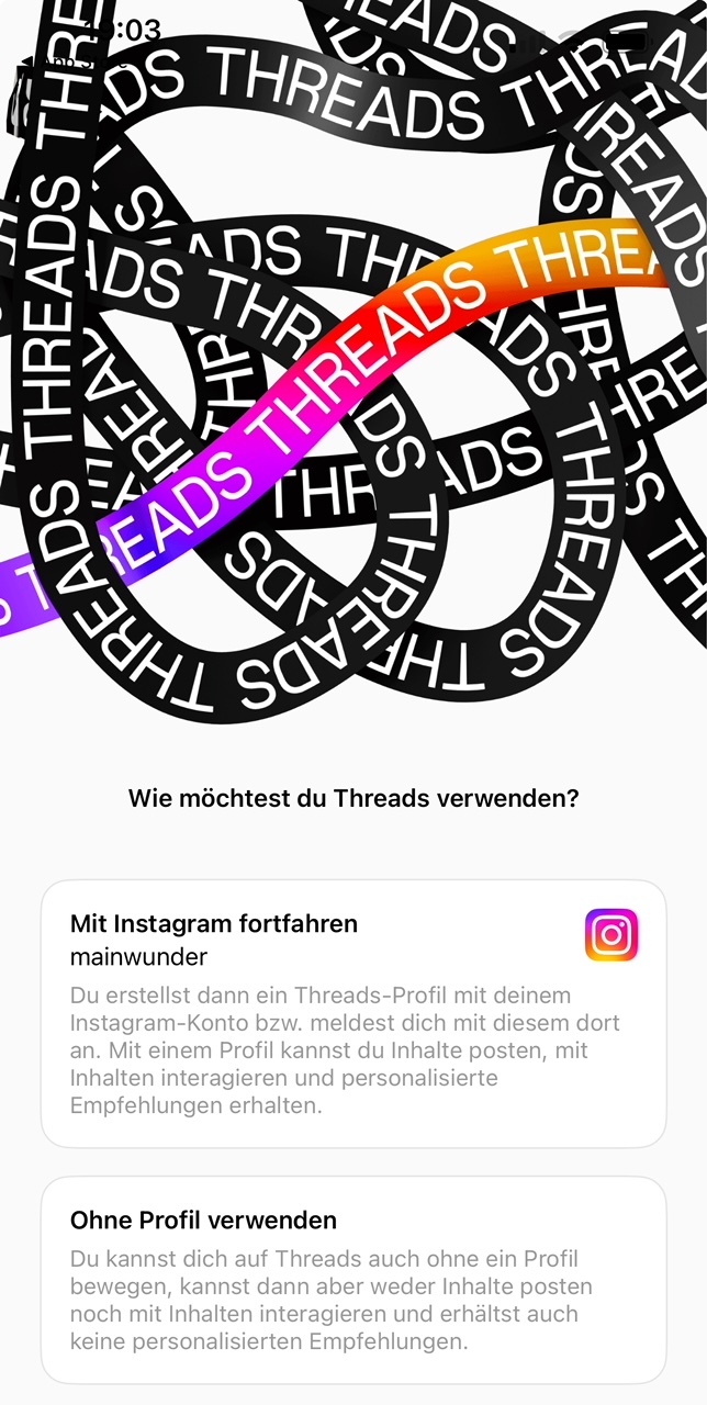 Threads Anmeldung