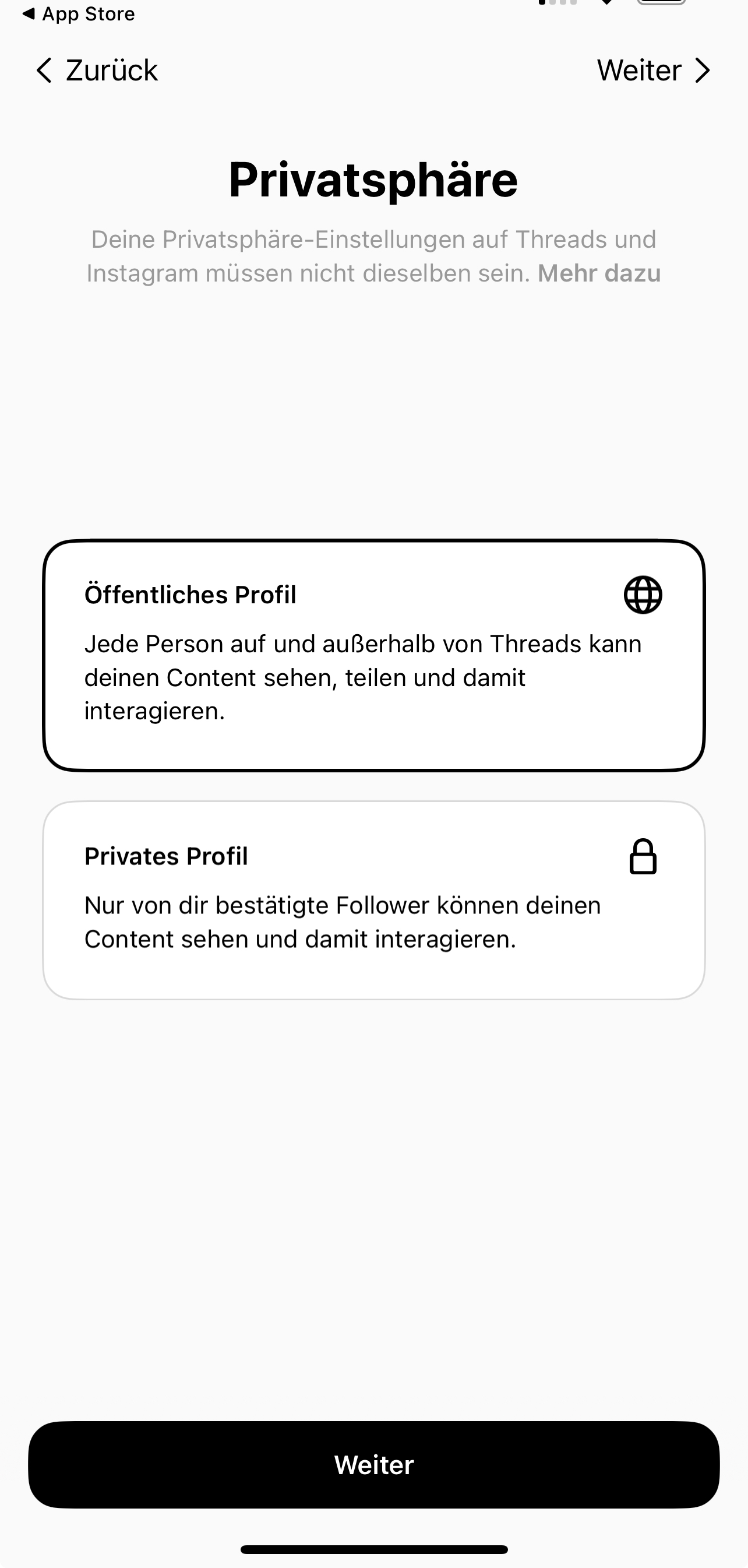 threads Profil einrichten