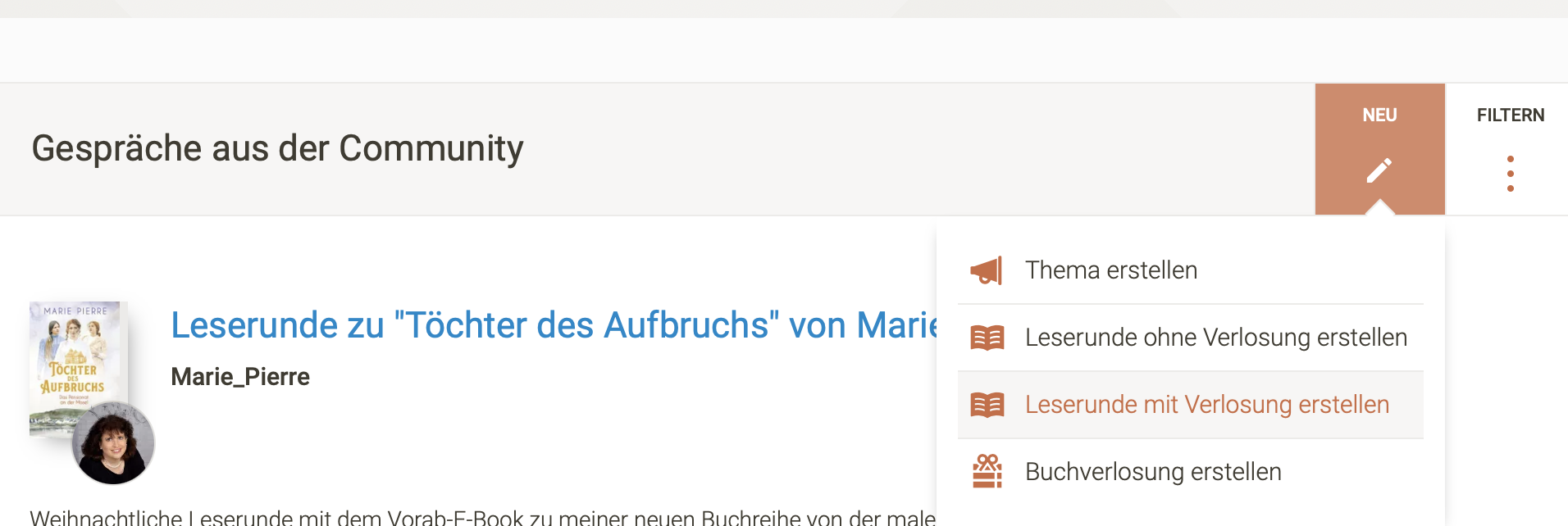 Bild einer Leserunde von Lovelybooks